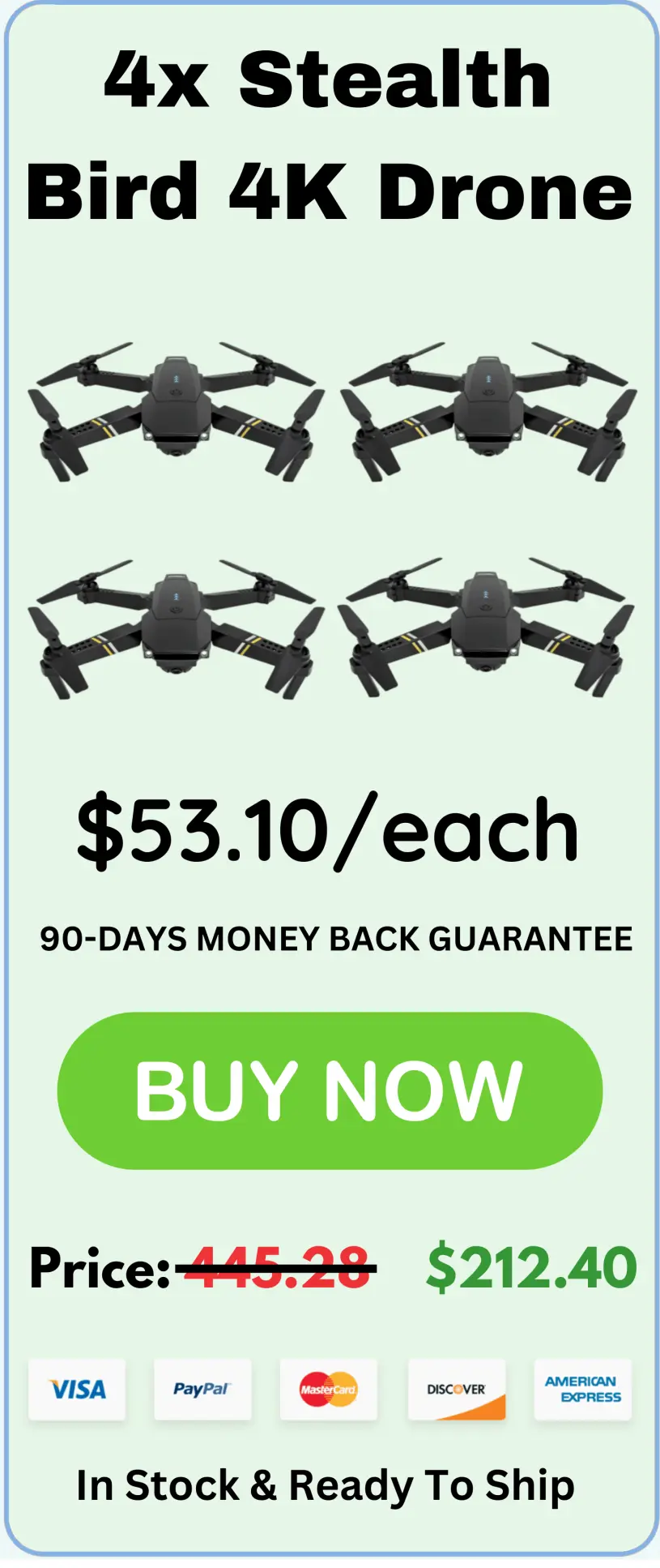 Stealth Bird 4K Drone offer package price 